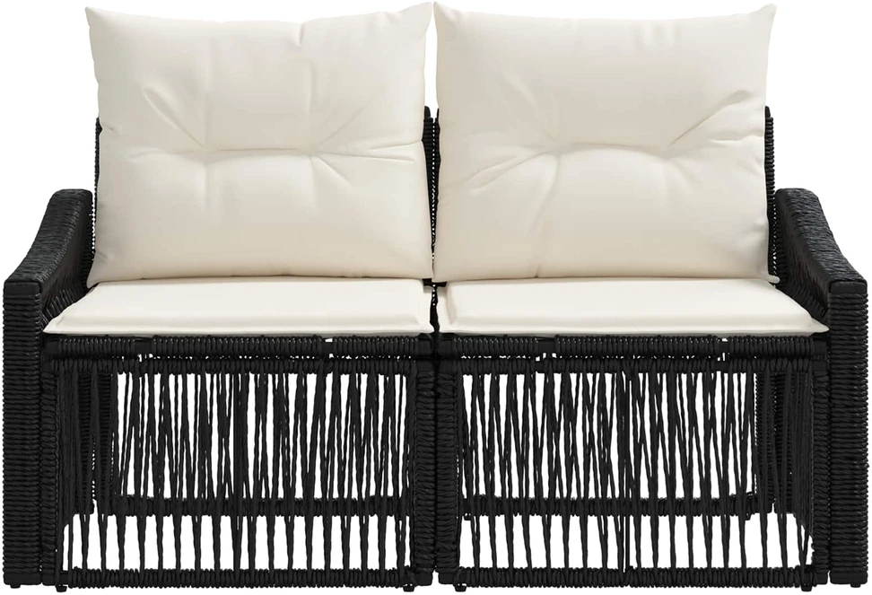 Sodo sofa 2-Vietų skaičius Juoda poliratanas