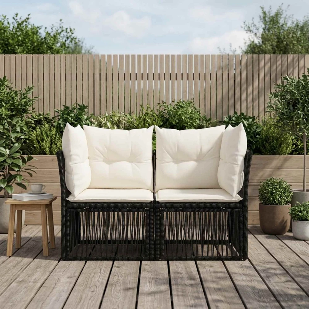Sodo sofa 2-Vietų skaičius Juoda poliratanas