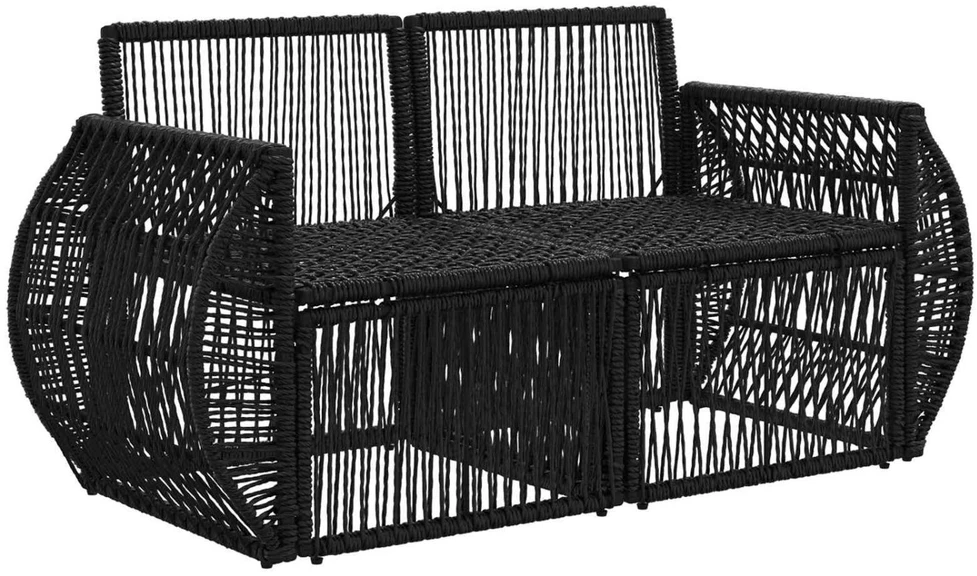 Sodo sofa 2-Vietų skaičius Juoda poliratanas