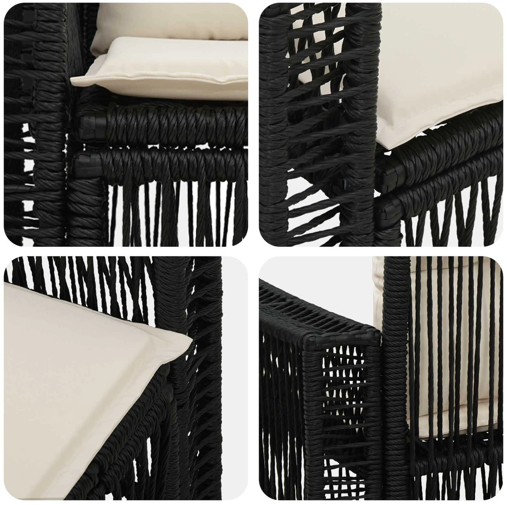Sodo sofa 2-Vietų skaičius Juoda poliratanas