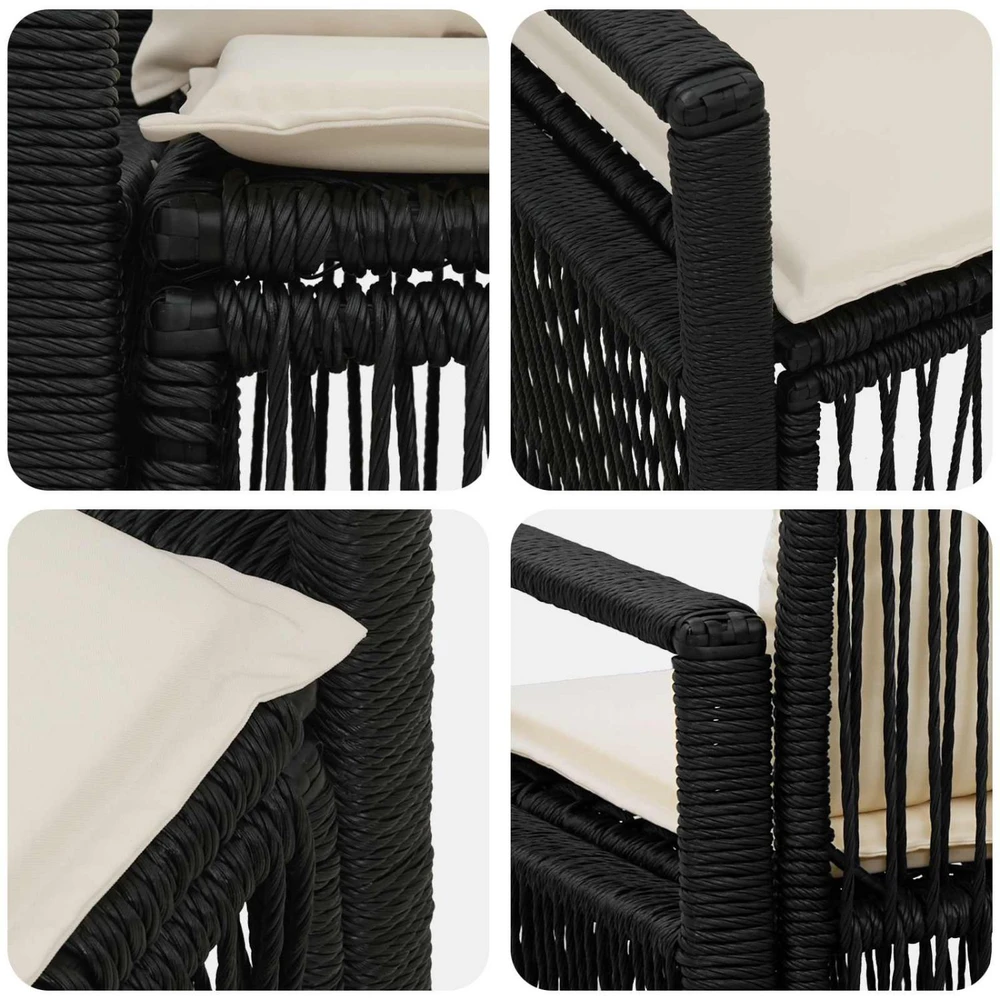 Sodo sofa 2-Vietų skaičius Juoda poliratanas