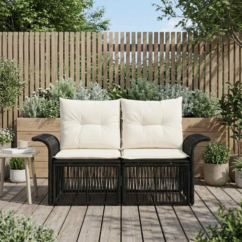 Sodo sofa 2-Vietų skaičius Juoda poliratanas