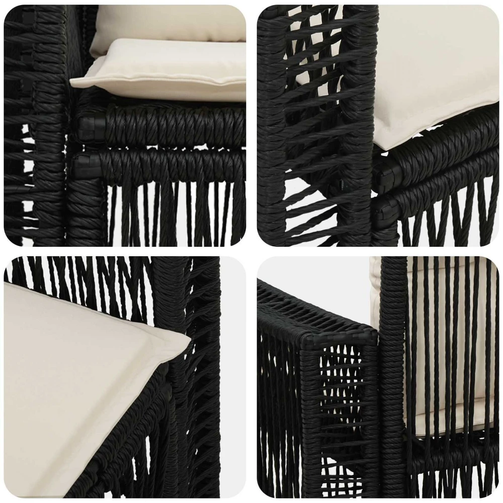 Sodo sofa 2-Vietų skaičius Juoda poliratanas