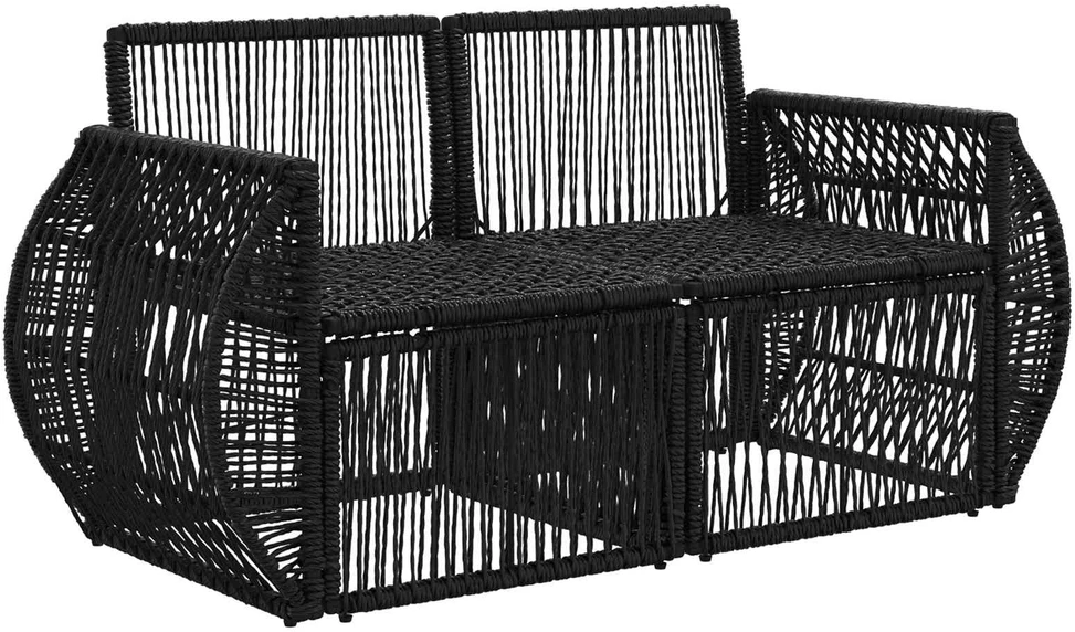 Sodo sofa 2-Vietų skaičius Juoda poliratanas