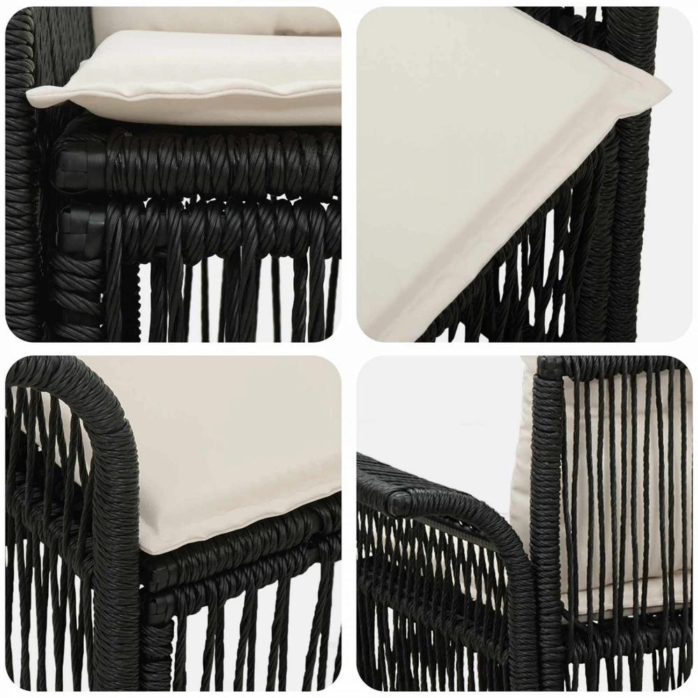 Sodo sofa 2-Vietų skaičius Juoda poliratanas