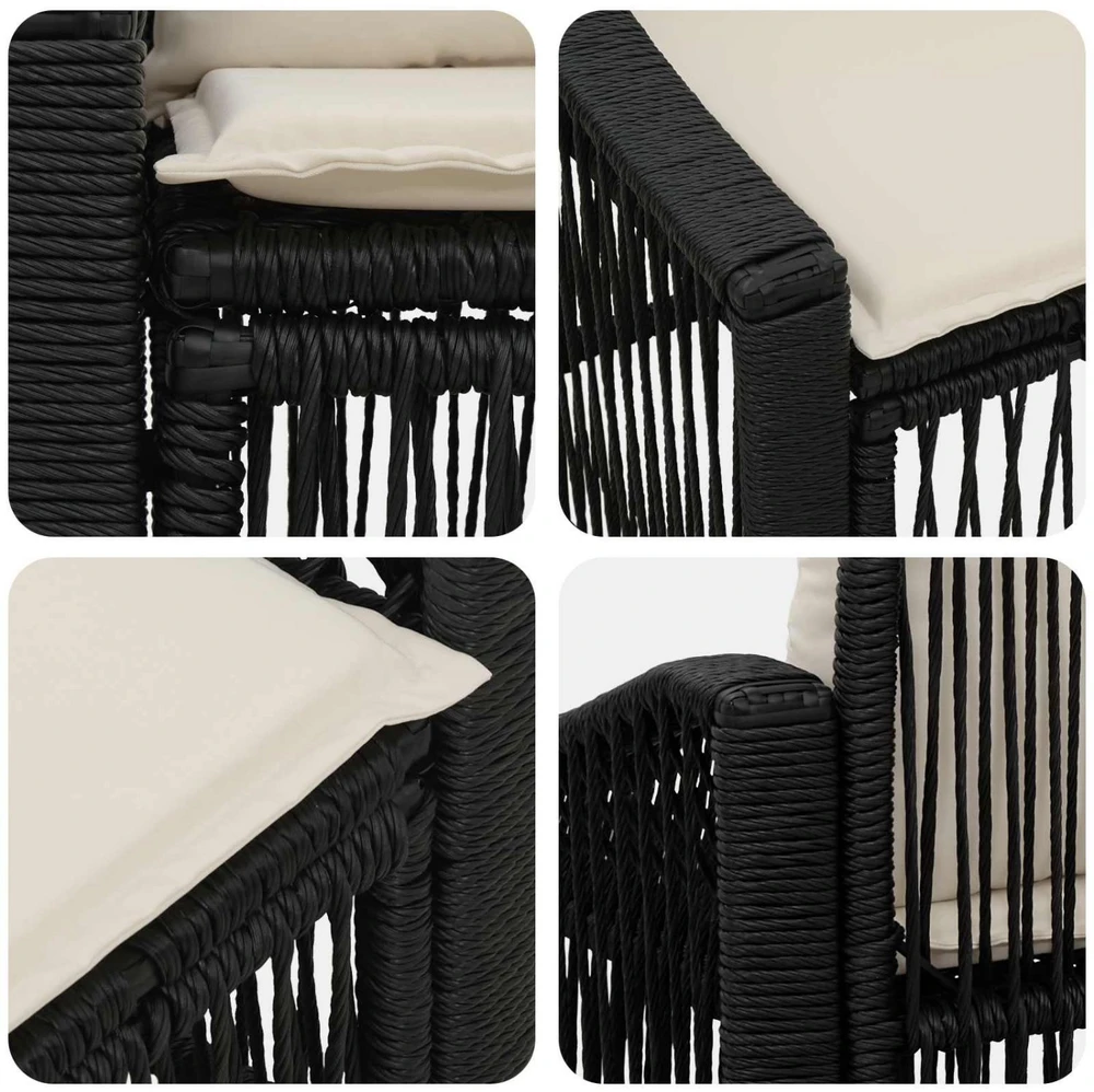 Sodo sofa 2-Vietų skaičius Juoda poliratanas