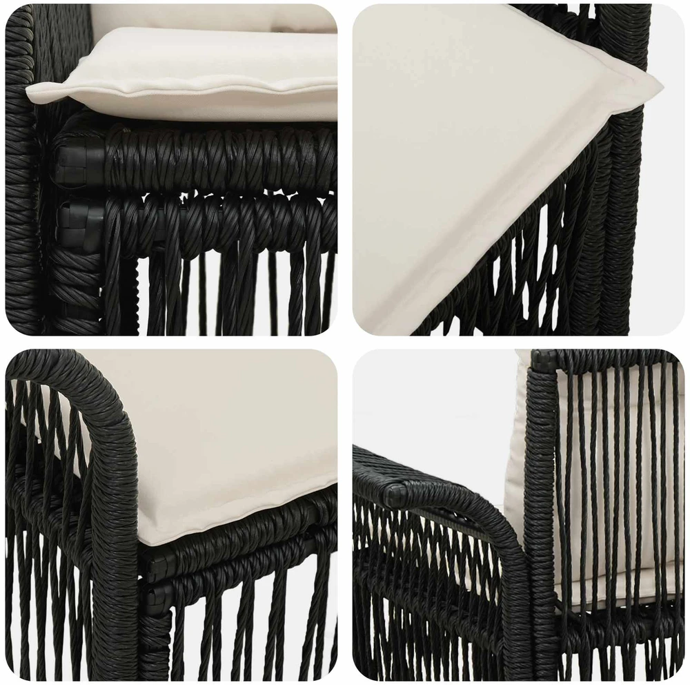 Sodo sofa 2-Vietų skaičius Juoda poliratanas