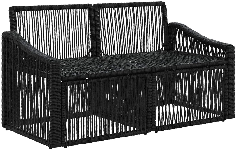 Sodo sofa 2-Vietų skaičius Juoda poliratanas