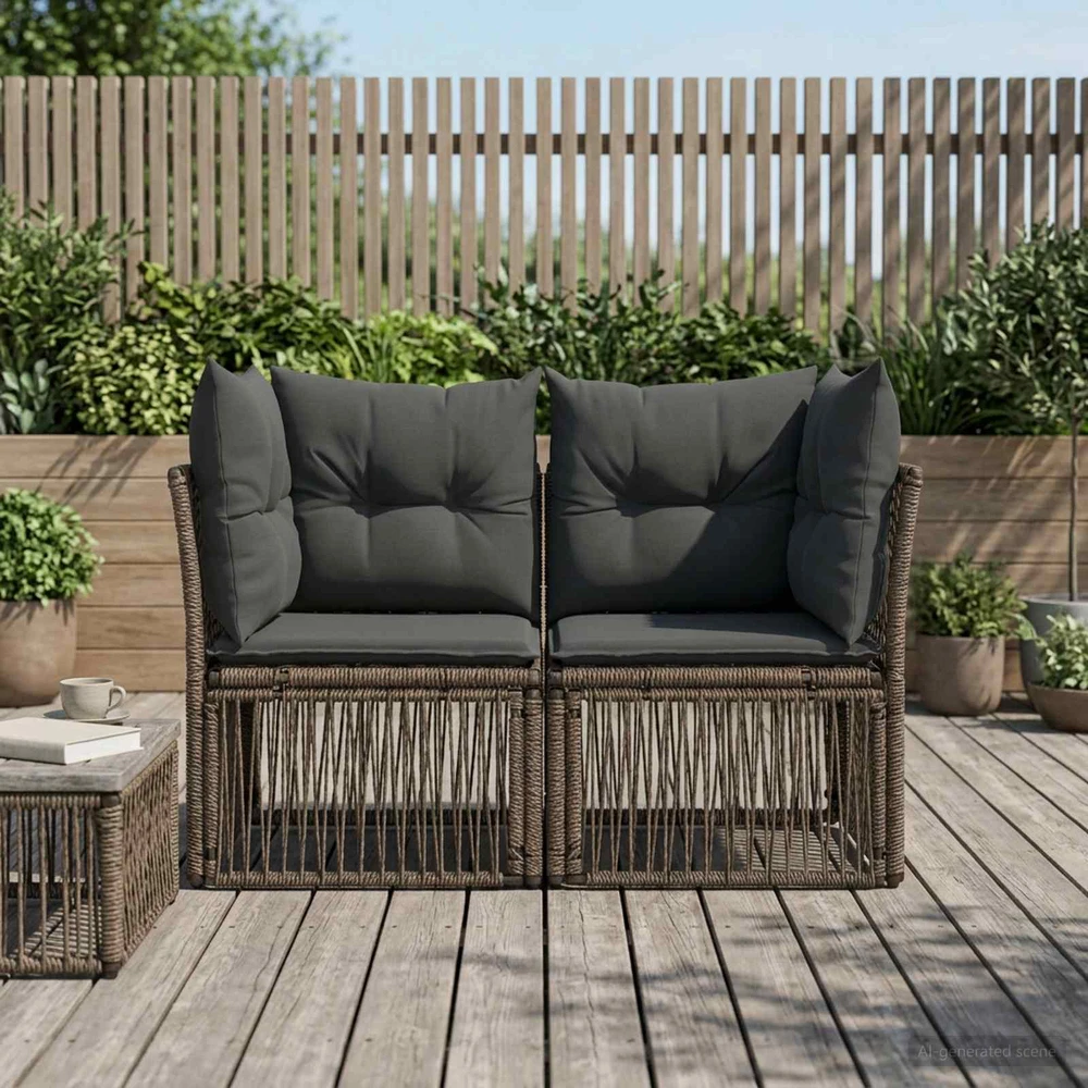 Sodo sofa 2-Vietų skaičius Pilka poliratanas