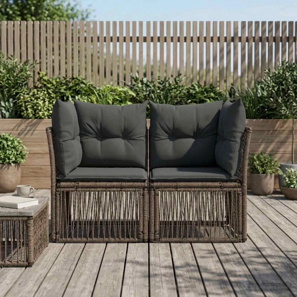 Sodo sofa 2-Vietų skaičius Pilka poliratanas