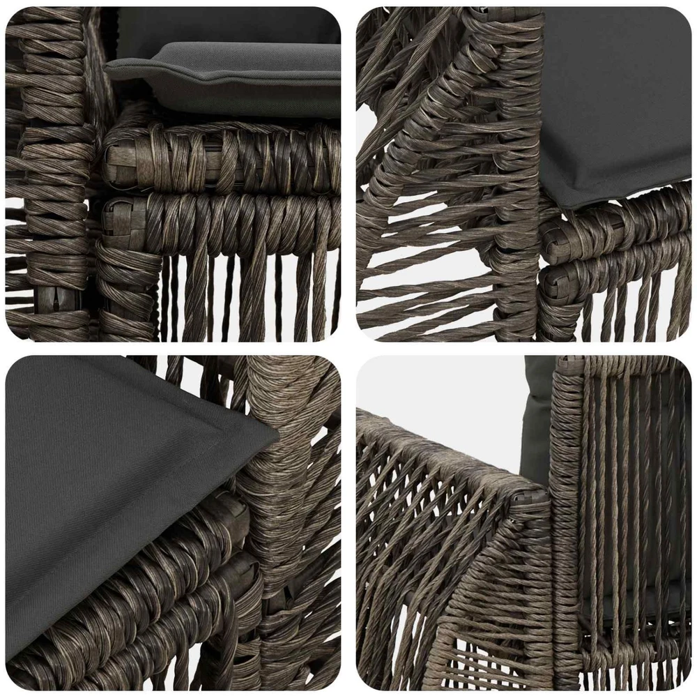 Sodo sofa 2-Vietų skaičius Pilka poliratanas