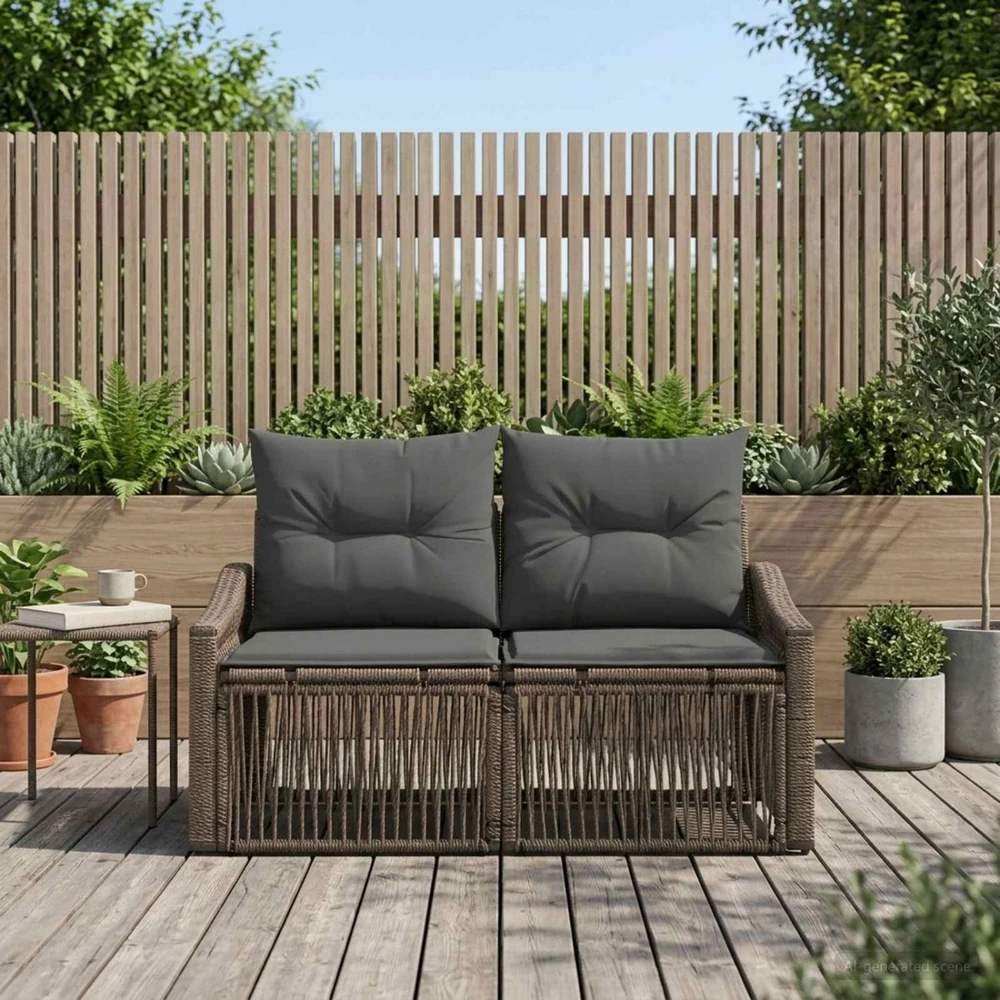 Sodo sofa 2-Vietų skaičius Pilka poliratanas