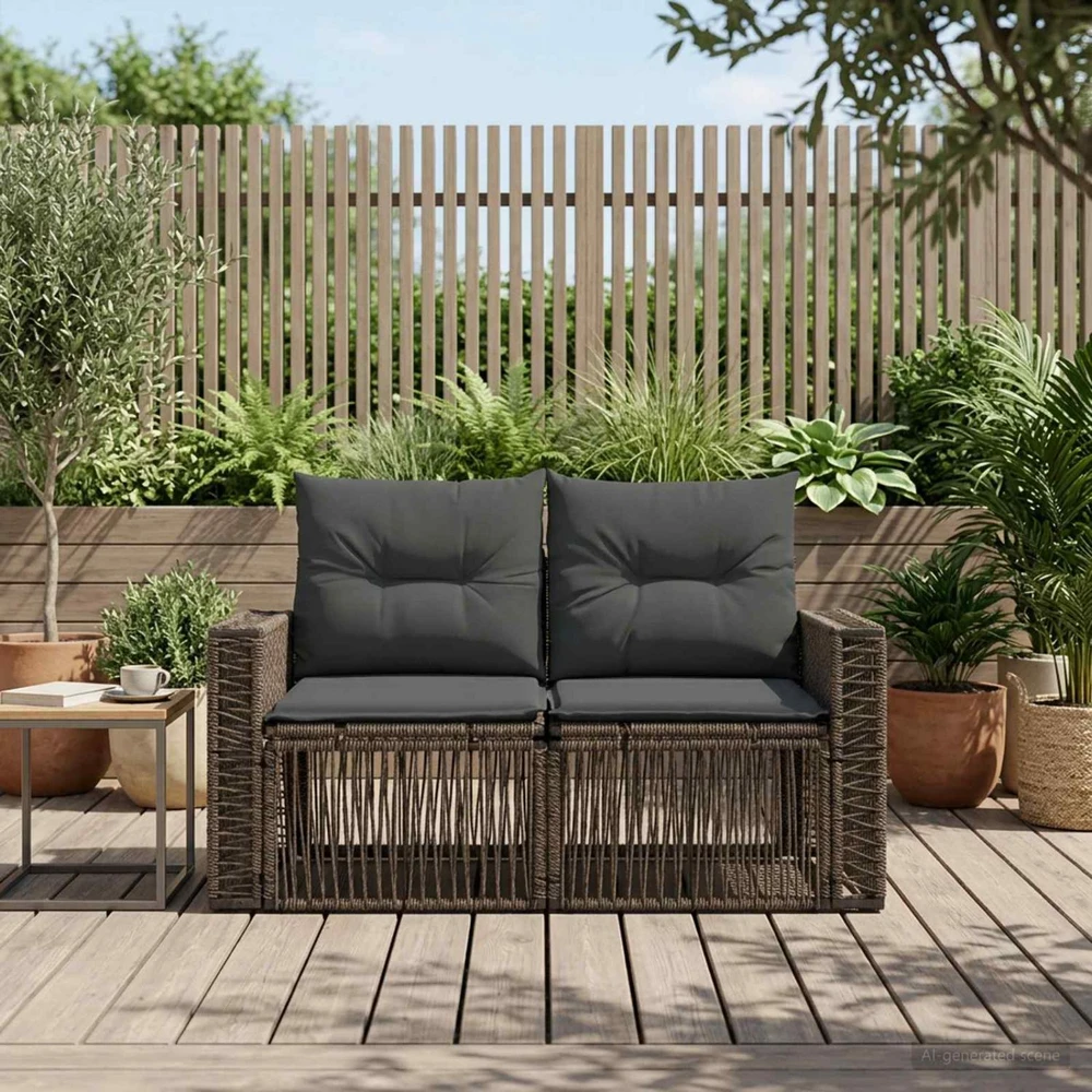 Sodo sofa 2-Vietų skaičius Pilka poliratanas