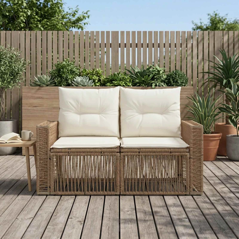 Sodo sofa 2-Vietų skaičius Smėlio poliratanas