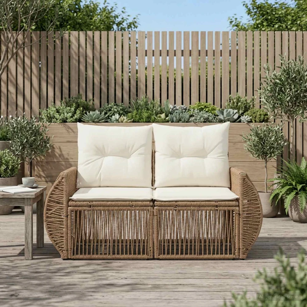 Sodo sofa 2-Vietų skaičius Smėlio poliratanas