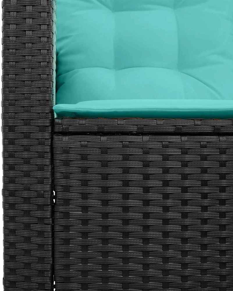 Sodo sofa 2 vnt. 5-Vietų skaičius Juoda ir turkio Poli ratanas