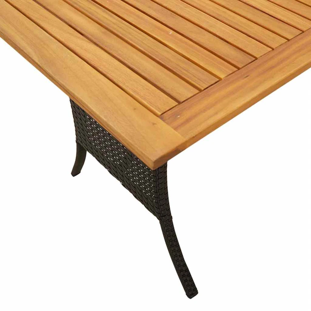 Sodo sofa, 3 vietų, su pagalvėlėmis ir stalu, juoda, poliratanas