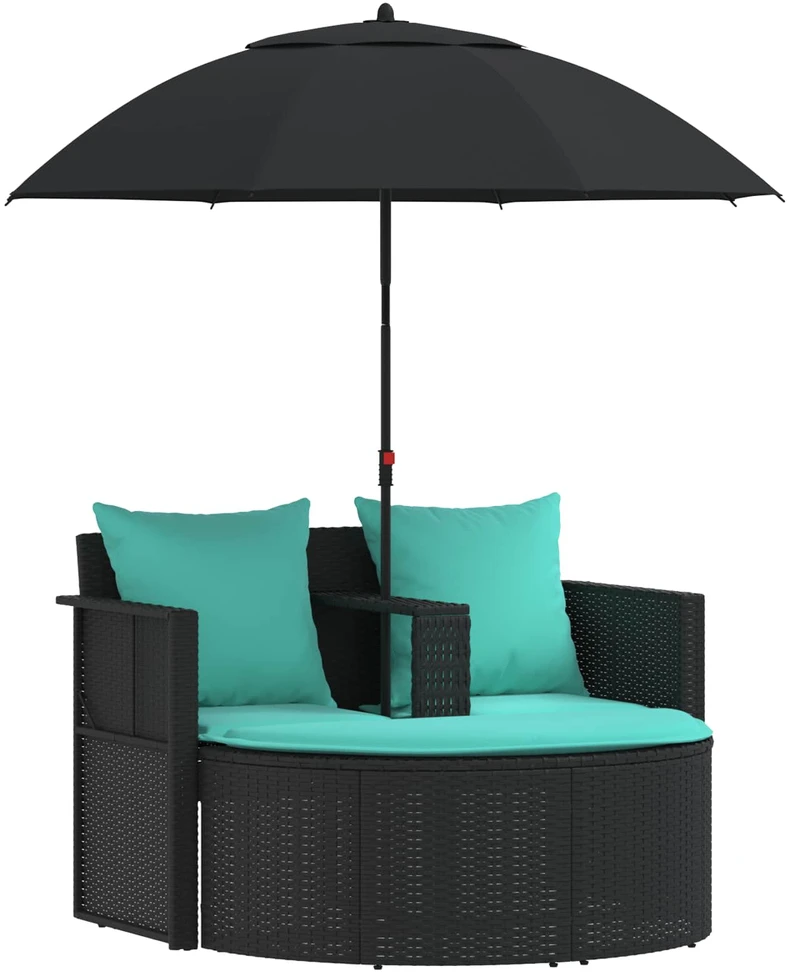 Sodo sofa 8 vnt. poliratanas Juoda ir turkio