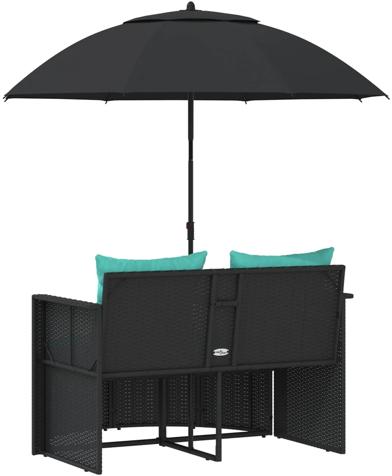 Sodo sofa 8 vnt. poliratanas Juoda ir turkio