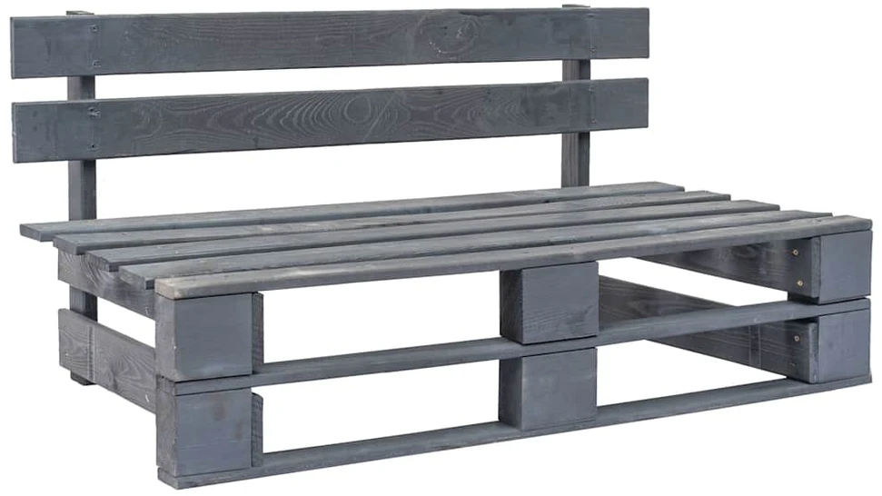 Sodo sofa iš palečių su smėlio pagalvėlėmis, pušies mediena