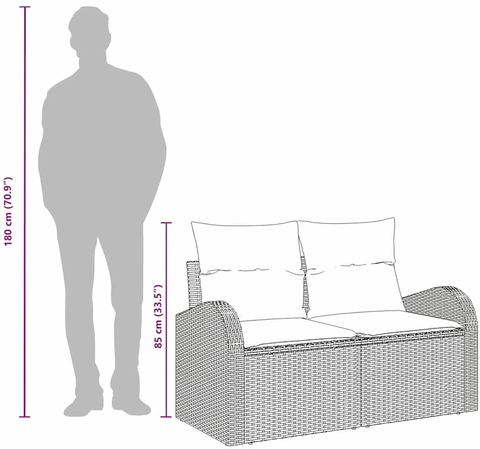 Sodo sofa Juoda 124 x 62 x 85cm poliratanas