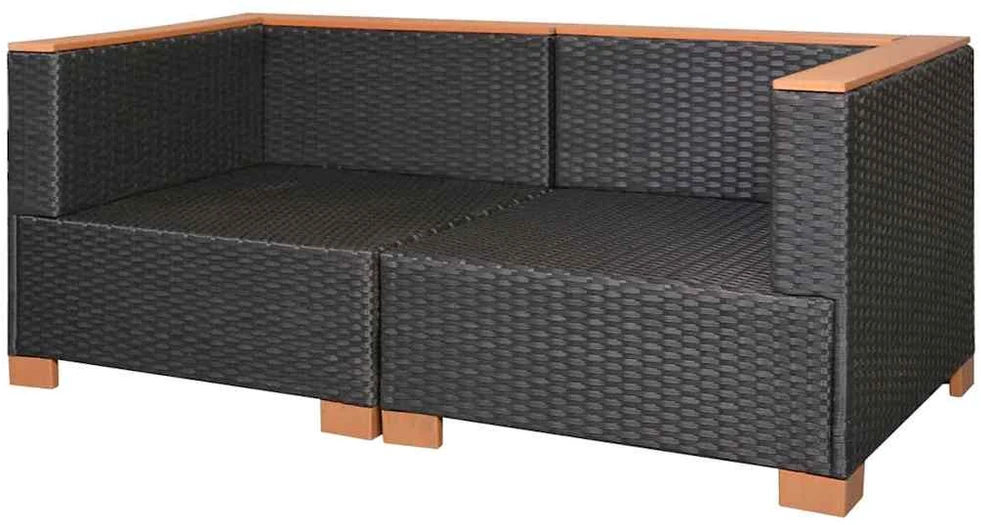 Lauko baldų komplektas Sodo sofa, juoda, poliratanas
