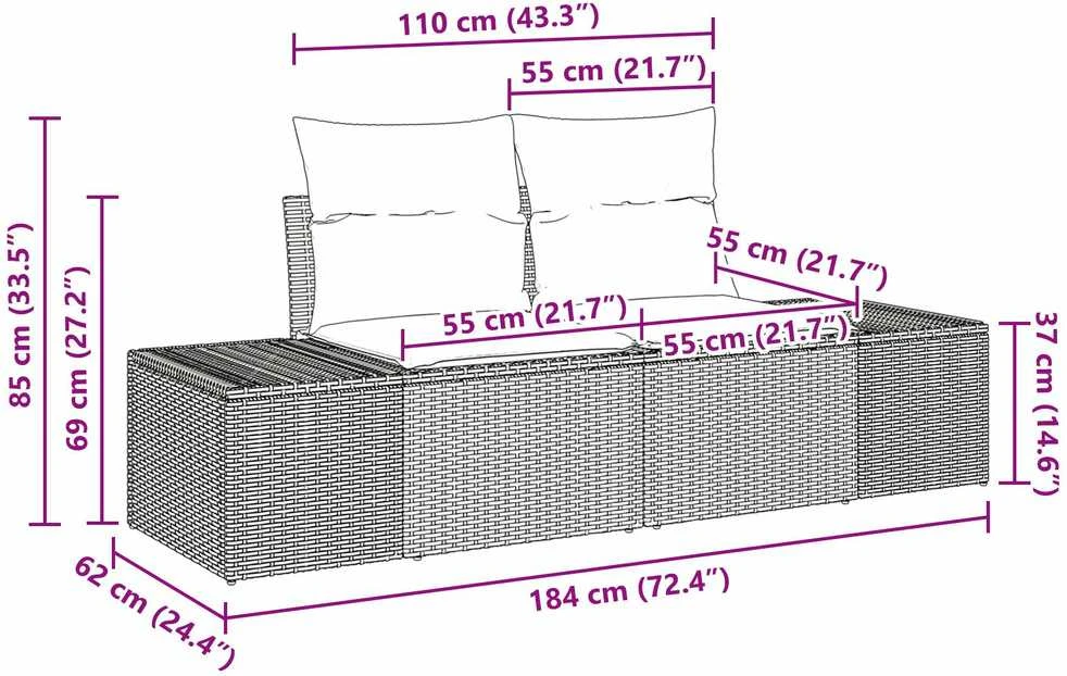 Sodo Sofų Rinkinys 8 vnt. Bežinė ir pilka poliratanas