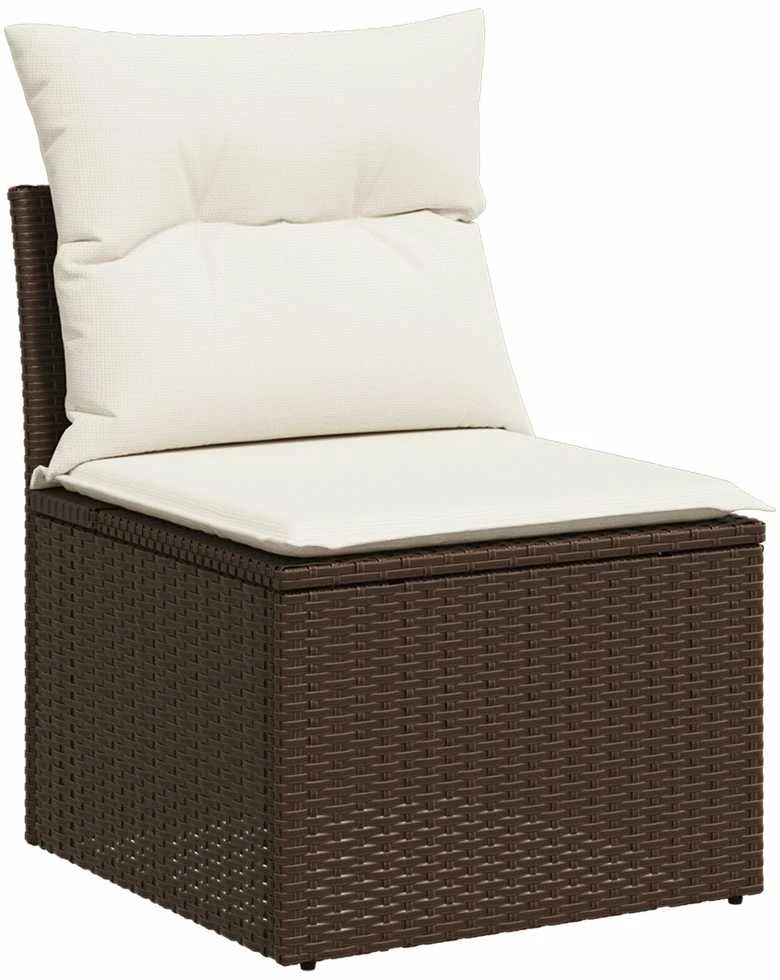 Sodo Sofų Rinkinys 9 vnt. Ruda ir grietinėlė poliratanas