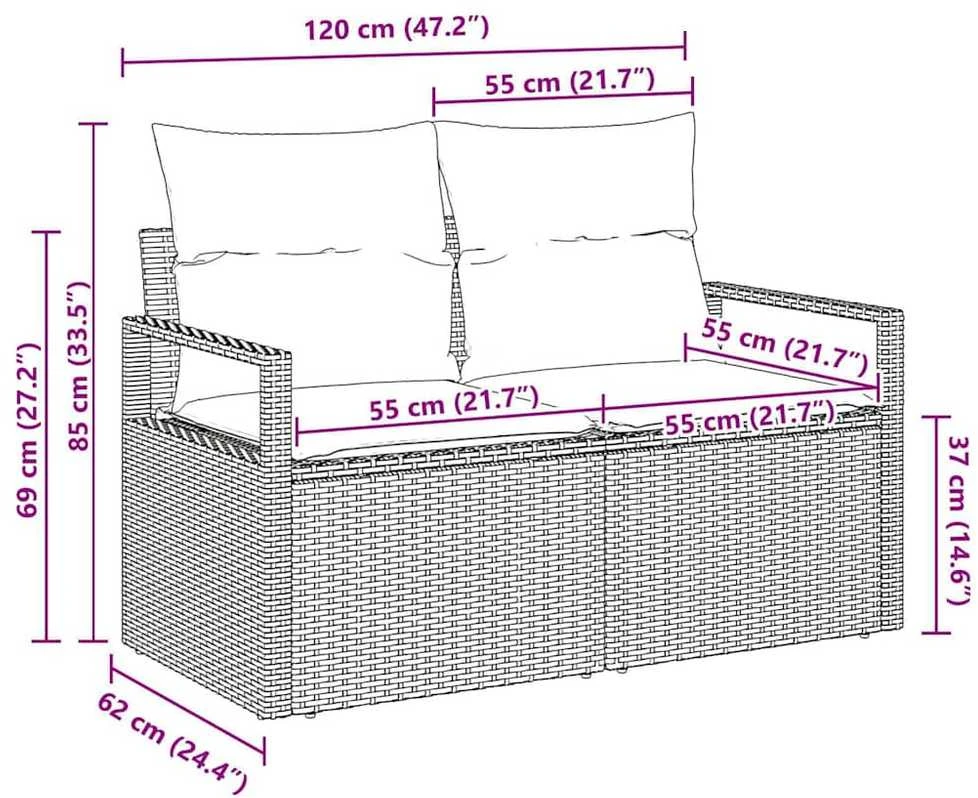 Sodo sofa su pagalve 120 x 62 x 69 cm poliratanas