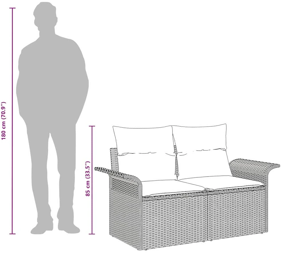Sodo sofa 2-Vietų skaičius poliratanas