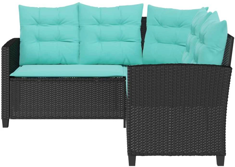 Sodo sofa 2 vnt. 5-Vietų skaičius Juoda ir turkio Poli ratanas