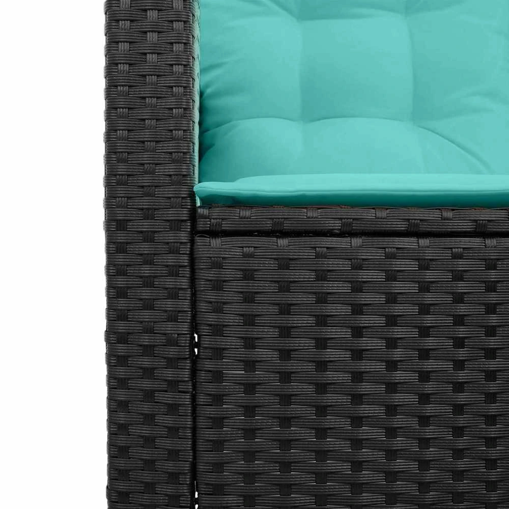 Sodo sofa 2 vnt. 5-Vietų skaičius Juoda ir turkio Poli ratanas