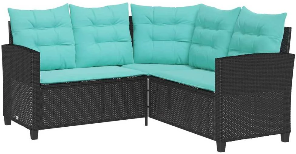 Sodo sofa 2 vnt. 5-Vietų skaičius Juoda ir turkio Poli ratanas