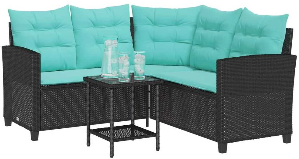 Sodo sofa 2 vnt. 5-Vietų skaičius Juoda ir turkio Poli ratanas