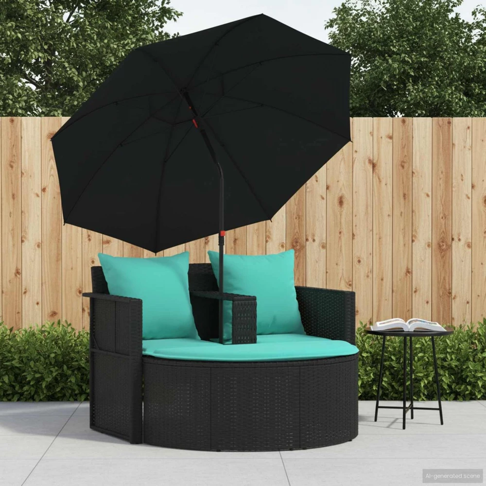 Sodo sofa 8 vnt. poliratanas Juoda ir turkio