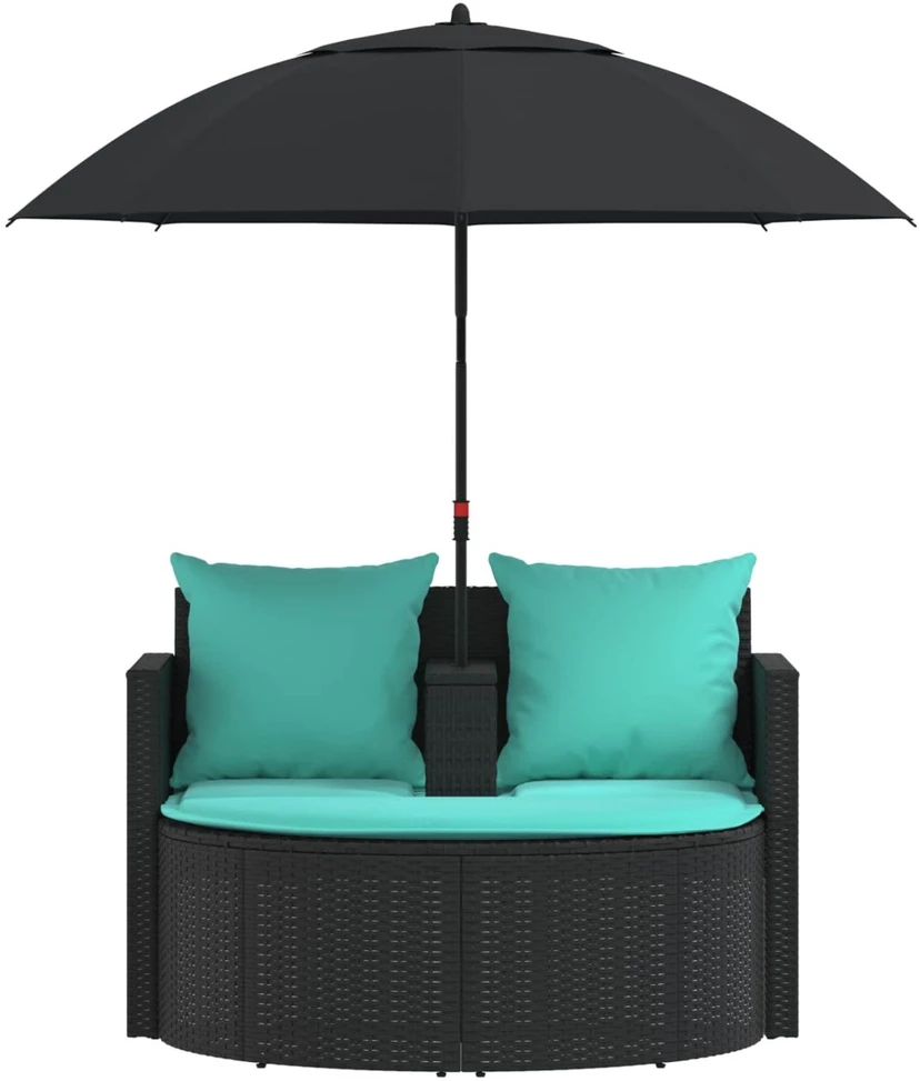 Sodo sofa 8 vnt. poliratanas Juoda ir turkio