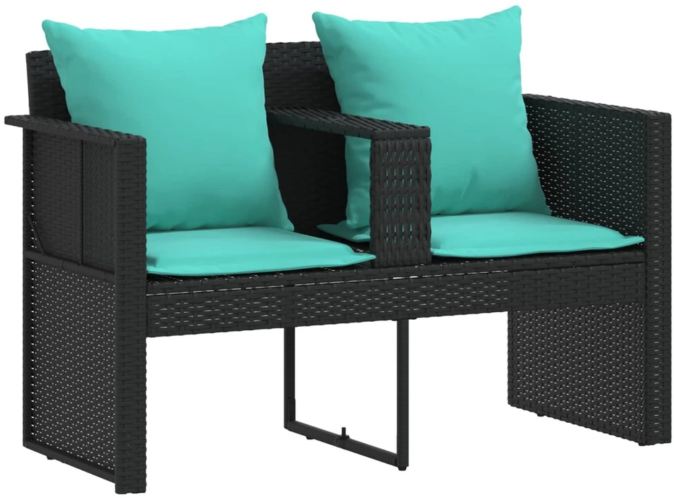 Sodo sofa 8 vnt. poliratanas Juoda ir turkio