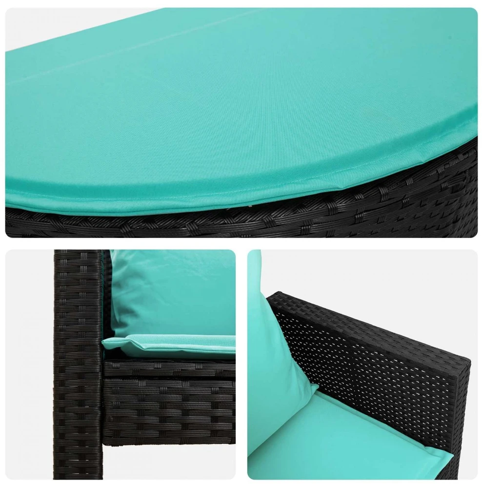 Sodo sofa 8 vnt. poliratanas Juoda ir turkio