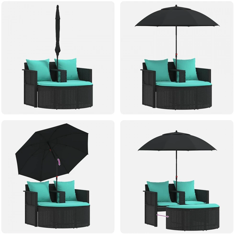 Sodo sofa 8 vnt. poliratanas Juoda ir turkio