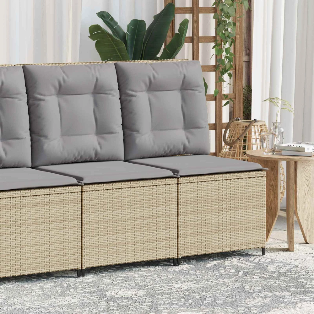 Sodo sofa su pagalve Bežinė ir pilka poliratanas