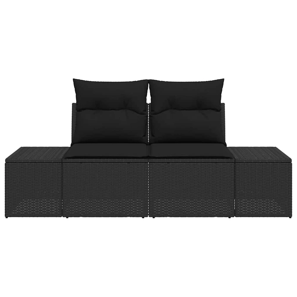 Sodo sofa su pagalve Juoda 184 x 62 x 69 cm poliratanas