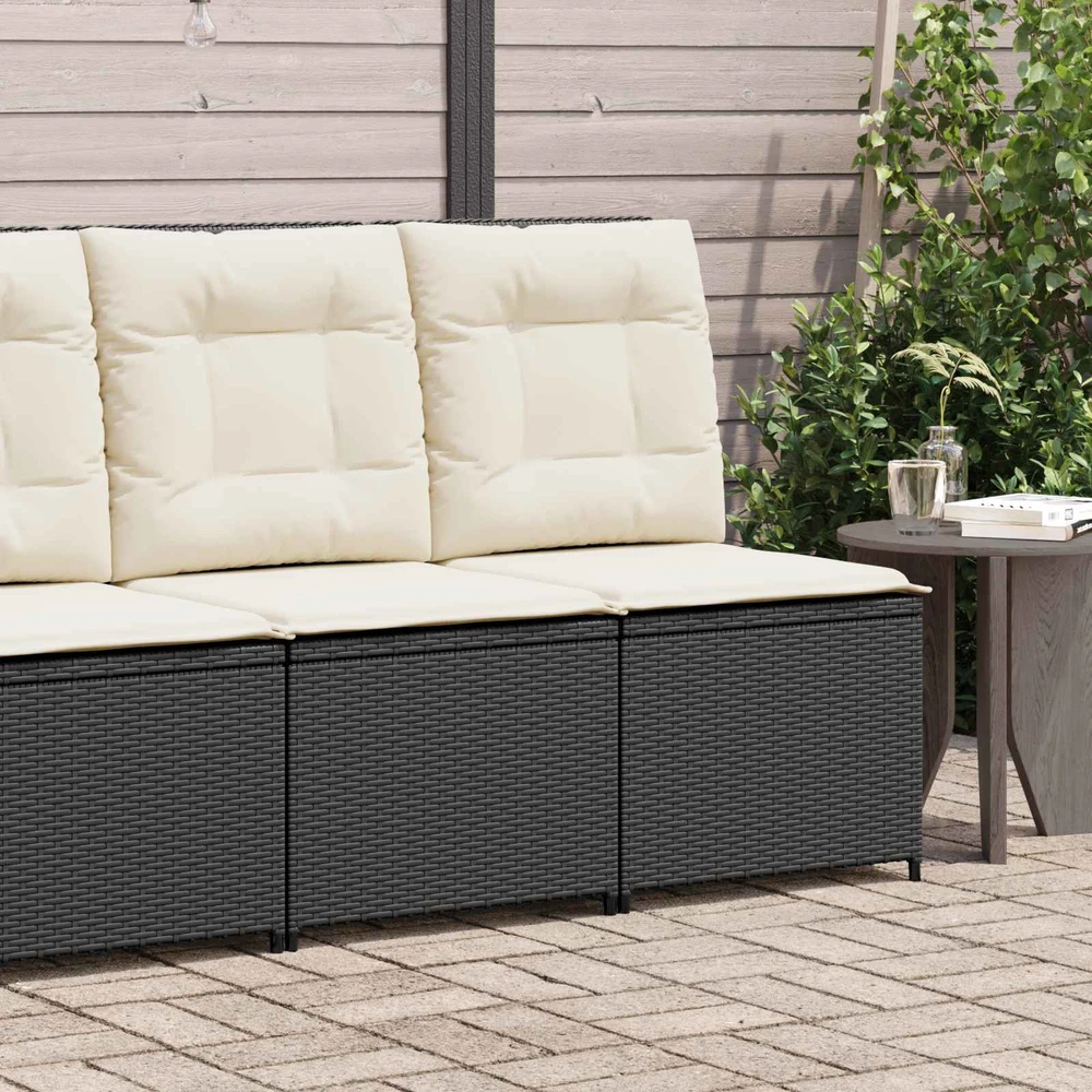 Sodo sofa su pagalve Juoda ir kreminė balta poliratanas
