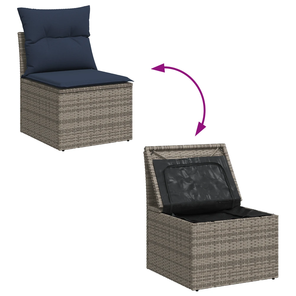| Sodo sofa | su pagalve Pilka 55 x 62 x 69 cm Poli ratanas