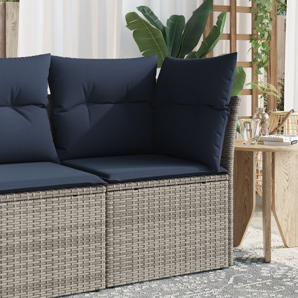 Sodo sofa su pagalve Pilka 62 x 62 x 69 cm Poli ratanas