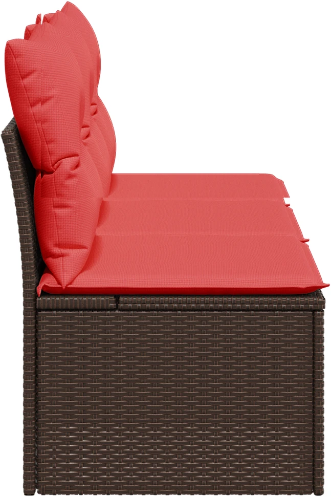Sodo sofa su pagalvėlėmis, 3 sėdimos vietos, ruda, polirotangas