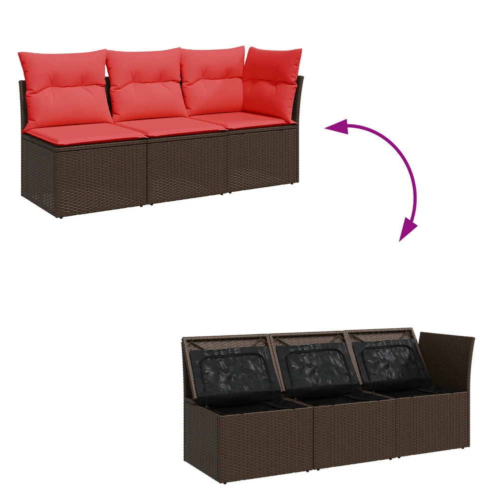 Sodo sofa su pagalve Ruda 172 x 62 x 69 cm Poli ratanas
