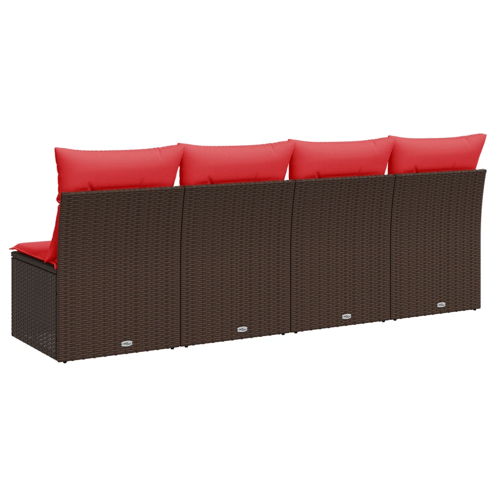 Sodo sofa su pagalvėlėmis, 4 sėdimos vietos, ruda, polirotangas