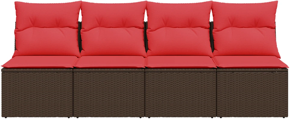 Sodo sofa su pagalvėlėmis, 4 sėdimos vietos, ruda, polirotangas
