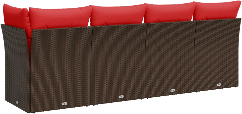 Sodo sofa su pagalvėlėmis, 4 sėdimos vietos, ruda, polirotangas