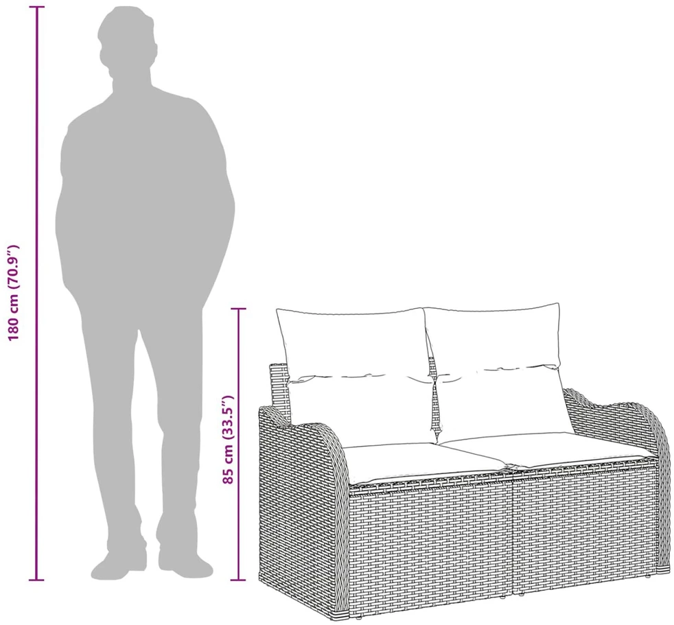 Sodo sofa su pagalve Smėlio 121 x 62 x 69cm poliratanas